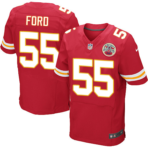 Men's Elite Dee Ford Nike Jersey Red Home - #55 NFL Kansas City Chiefs